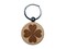Four Leaf Clover Lucky Solid Engraved Wood Round Keychain Tag Charm